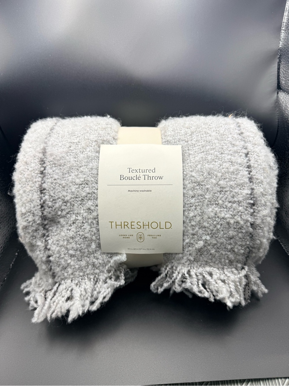 Threshold - Textured Bouclé Throw Blanket - Light Gray